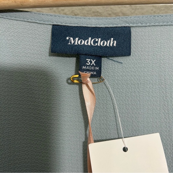 NWT Modcloth V-neck Top Bubble Sleeve Swingy Relaxed Textured Sea Green Sz 3X - Picture 5 of 12